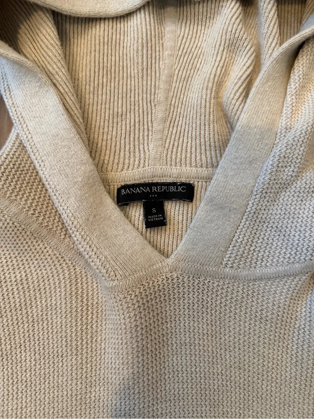 Banana Republic Beige Knit Hooded Pullover